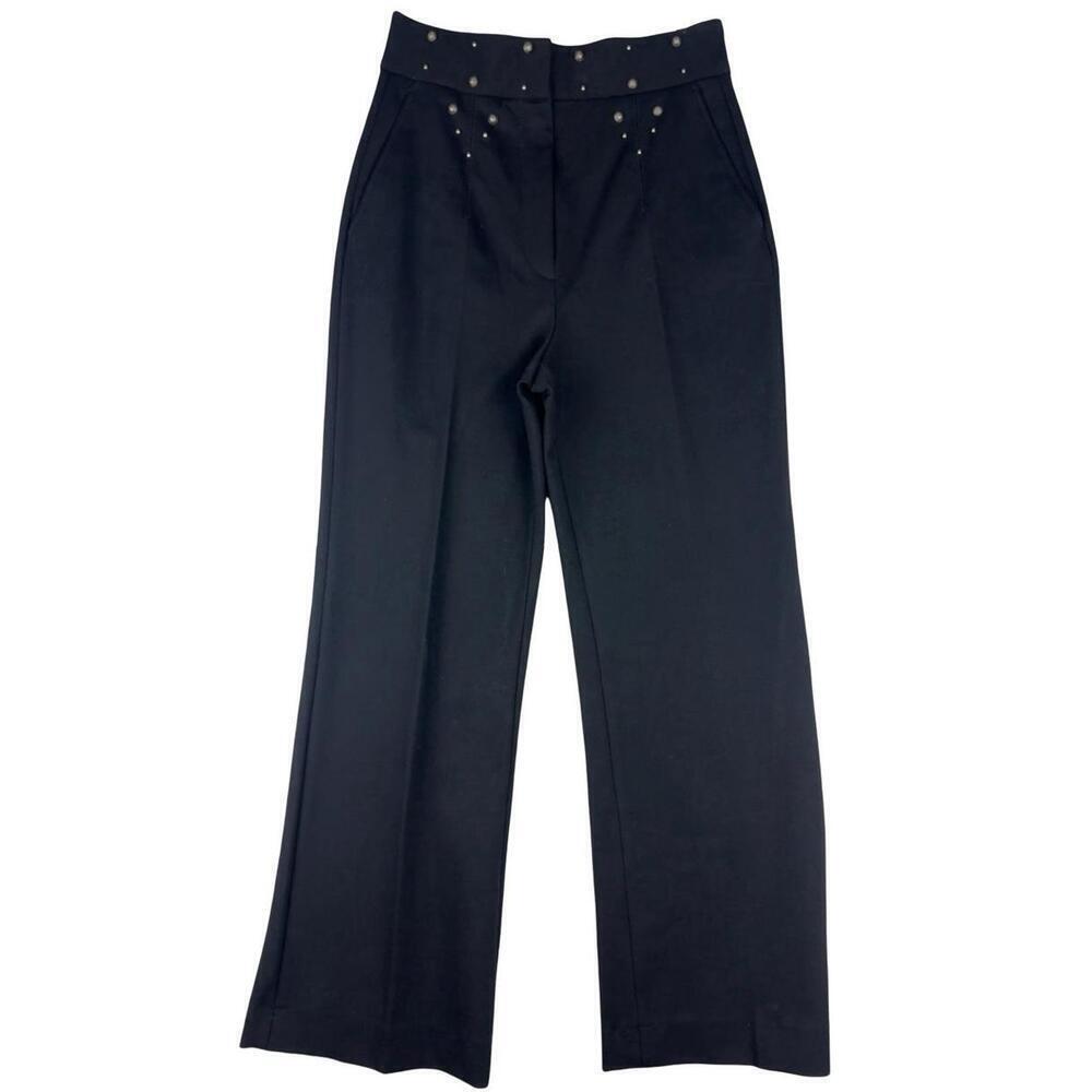 Sandro Embellished Wide Leg Trousers Black Size FR 36 | 4 US